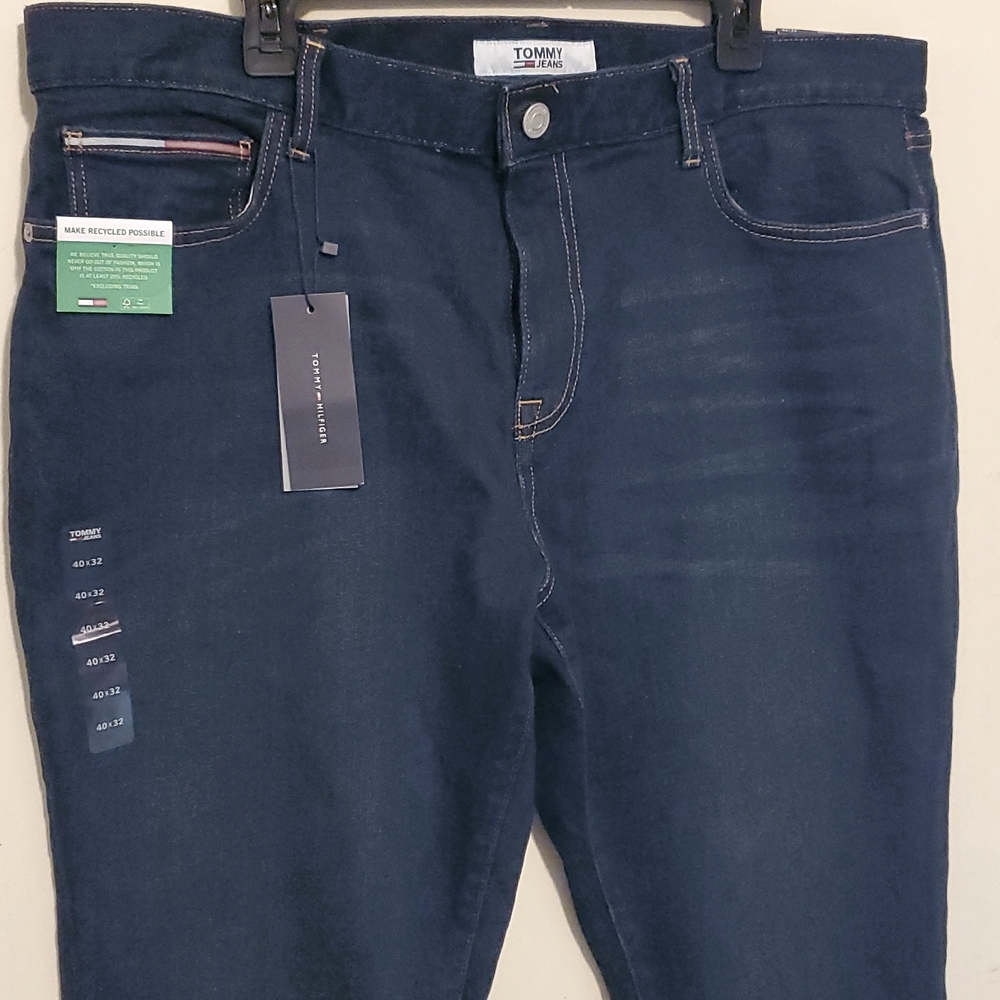 40x32L Tommy Hilfiger Mens Dark Blue Stretch Straight